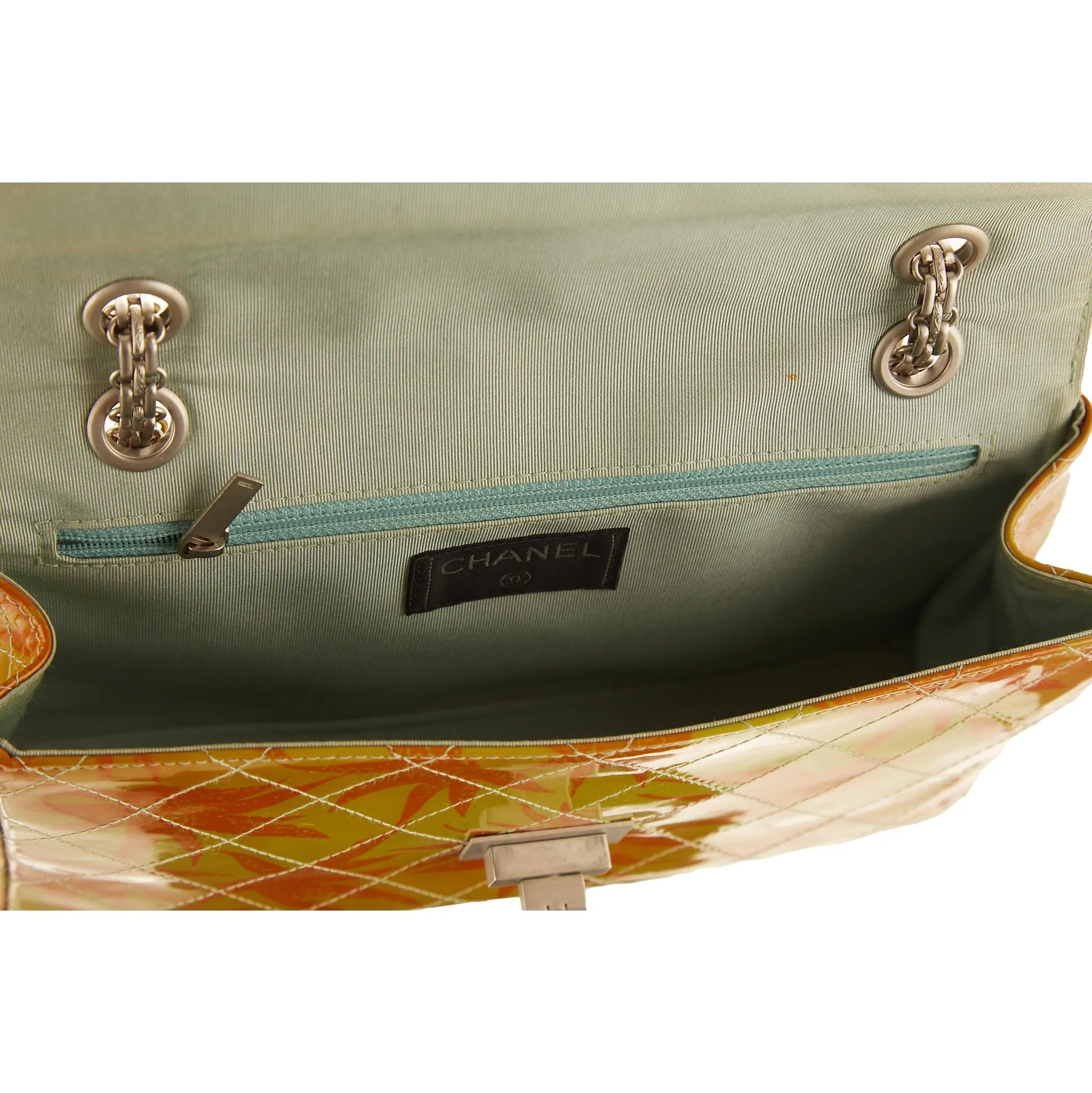 Chanel Orange Floral Print Chain Bag