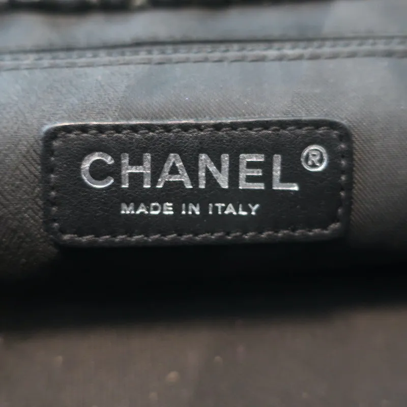 Chanel Portobello East West Tote Bag Black Quilted Glazed Calfskin and Tweed