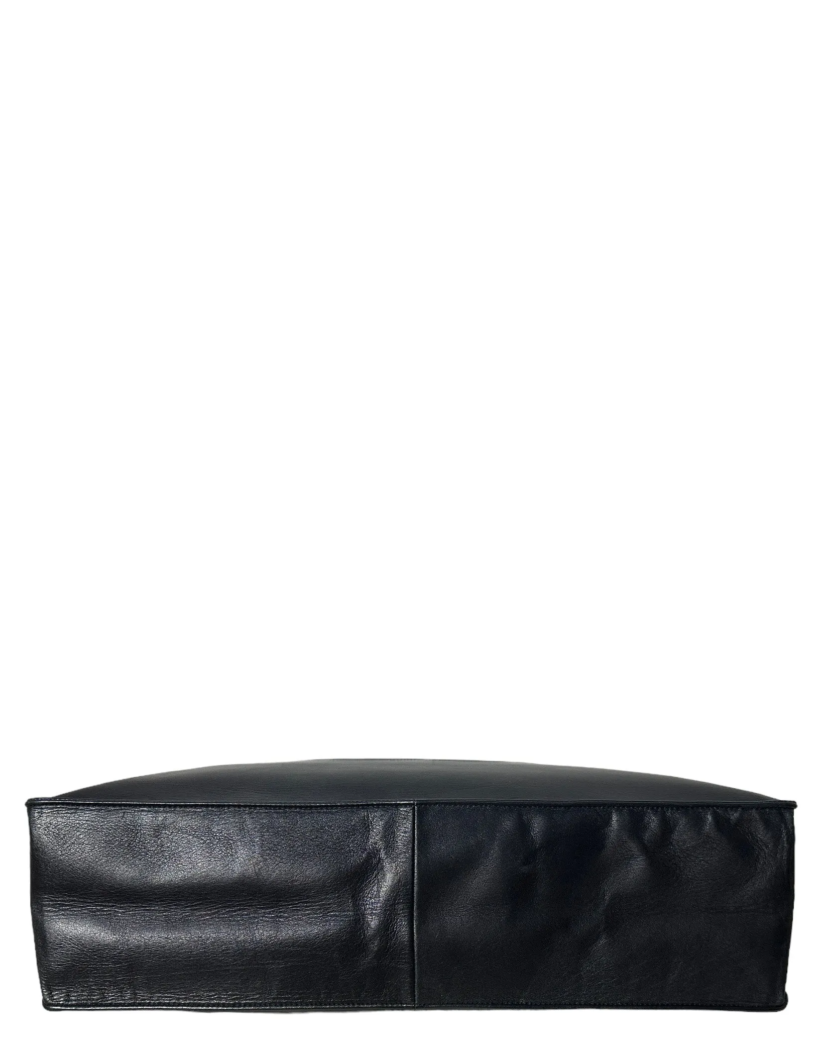 Chanel Vintage Black Leather CC Logo Tote