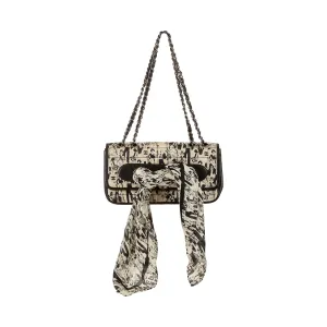Chanel White Coco Print Scarf Flap Bag