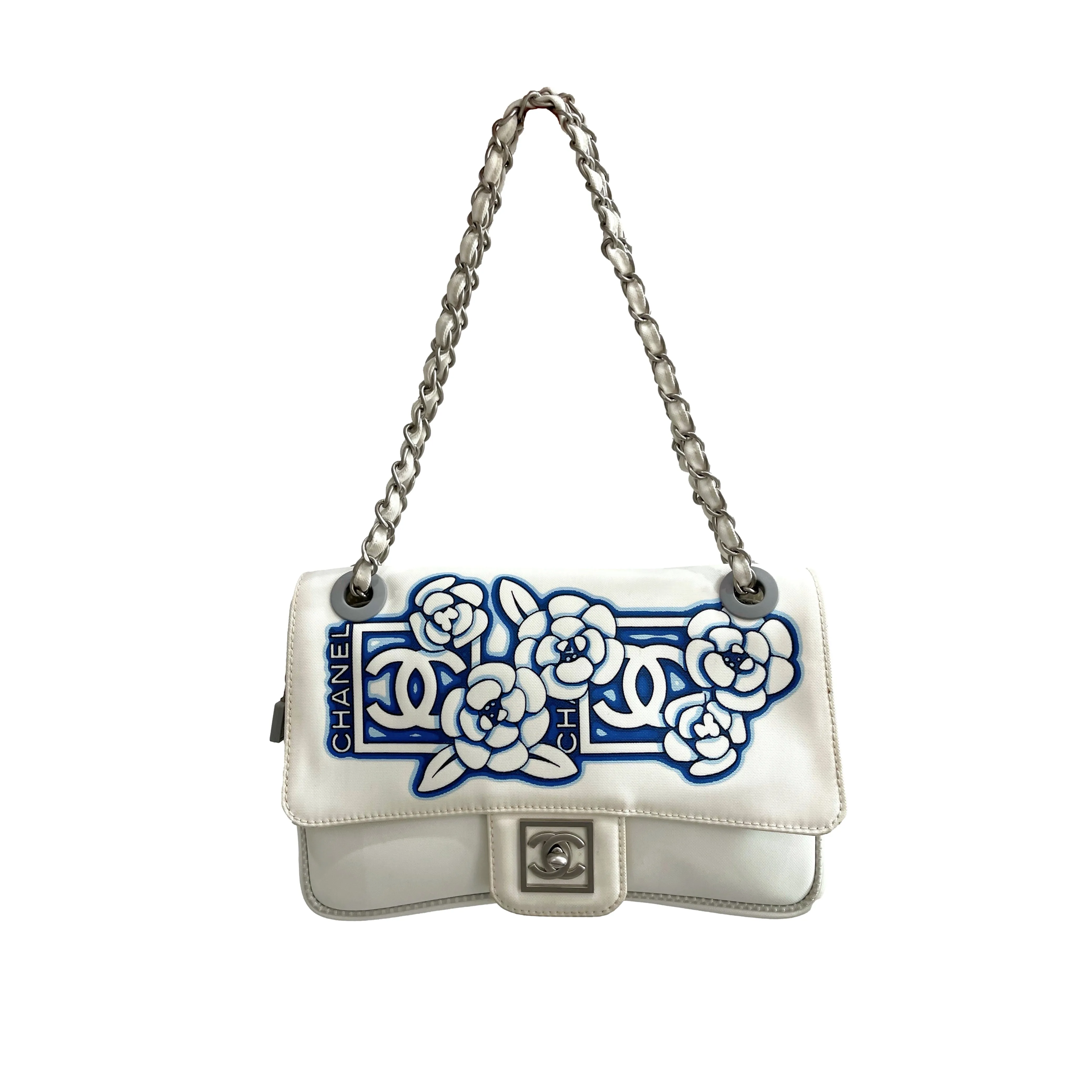 Chanel White Floral Print Bag