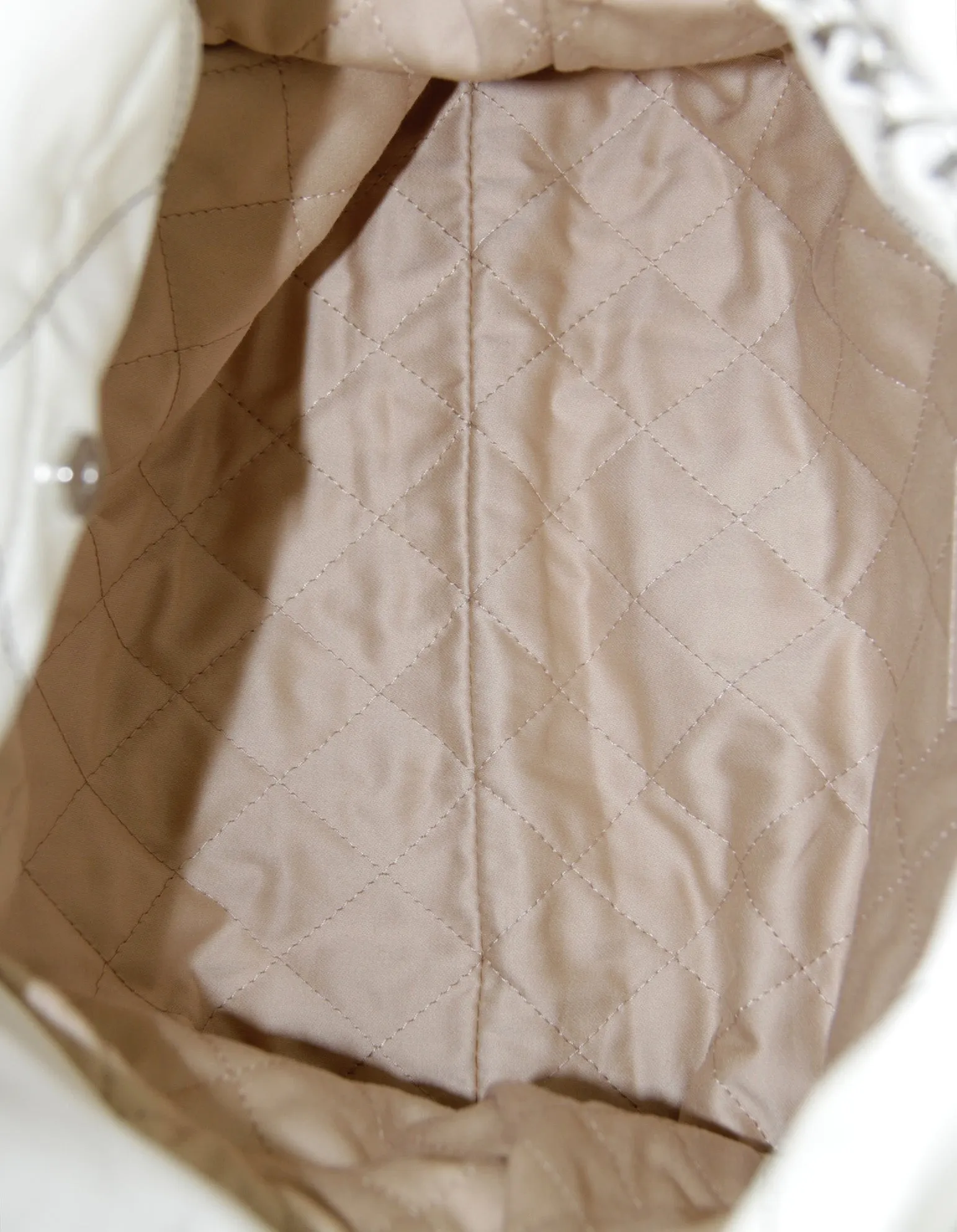 Chanel White Leather Quilted Chanel 22 Tote Bag