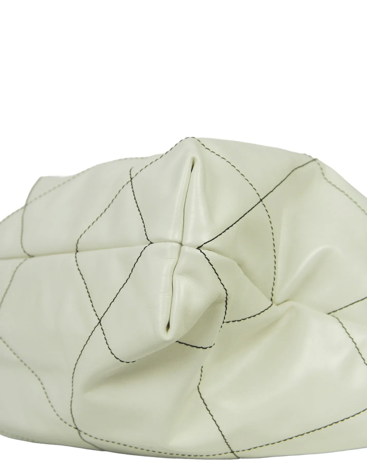 Chanel White Leather Quilted Chanel 22 Tote Bag