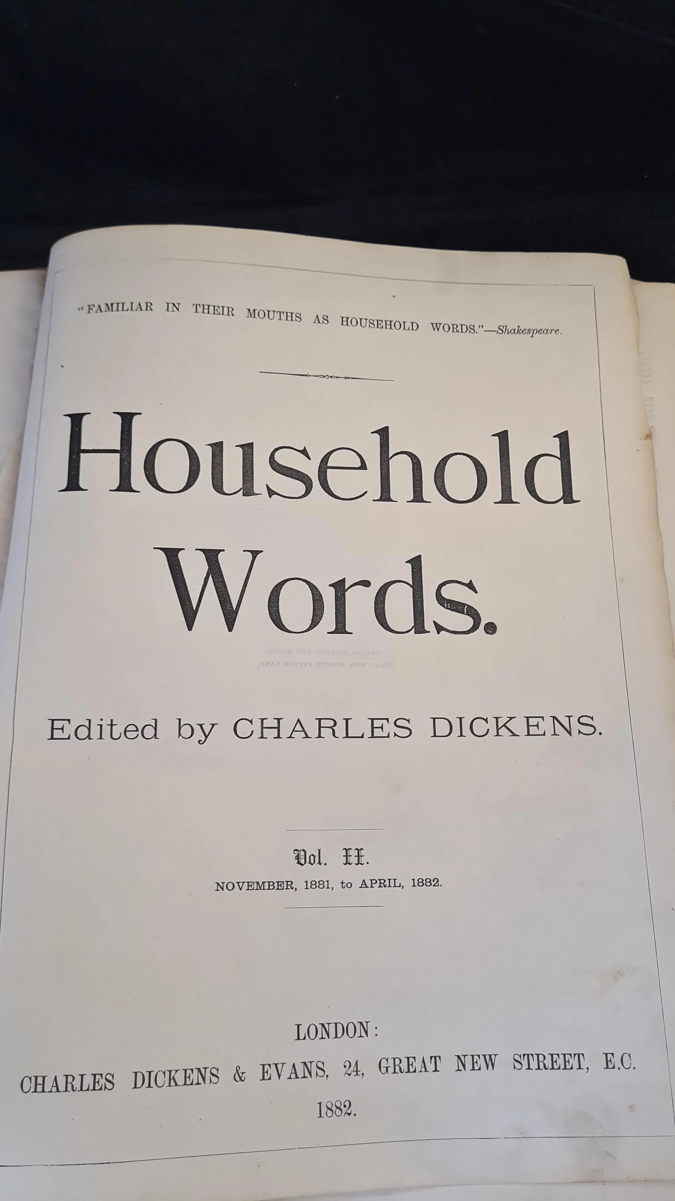 Charles Dickens Household Words Volume II November 1881 to April 1882