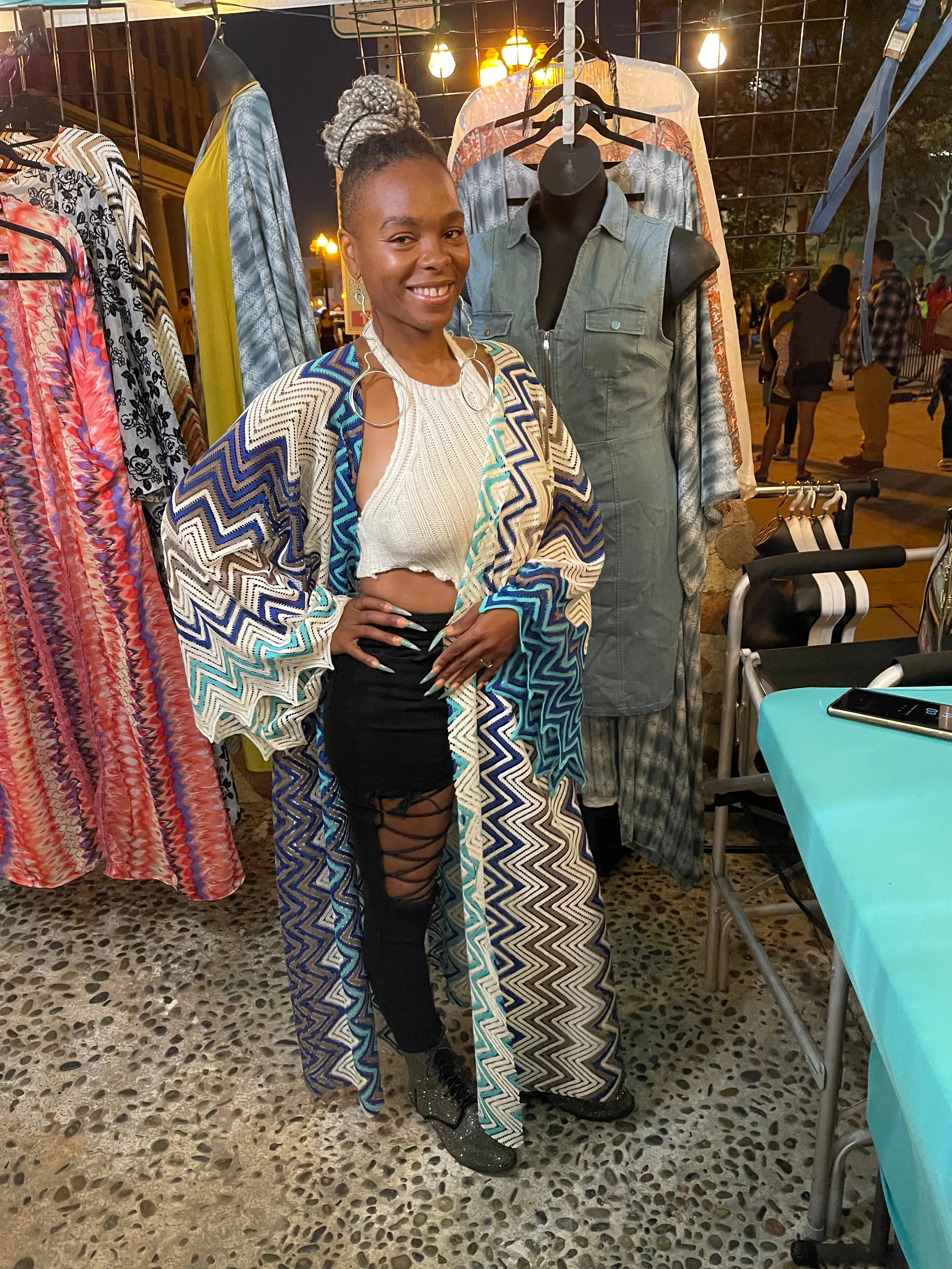 Chevron Print Hooded Kimonos