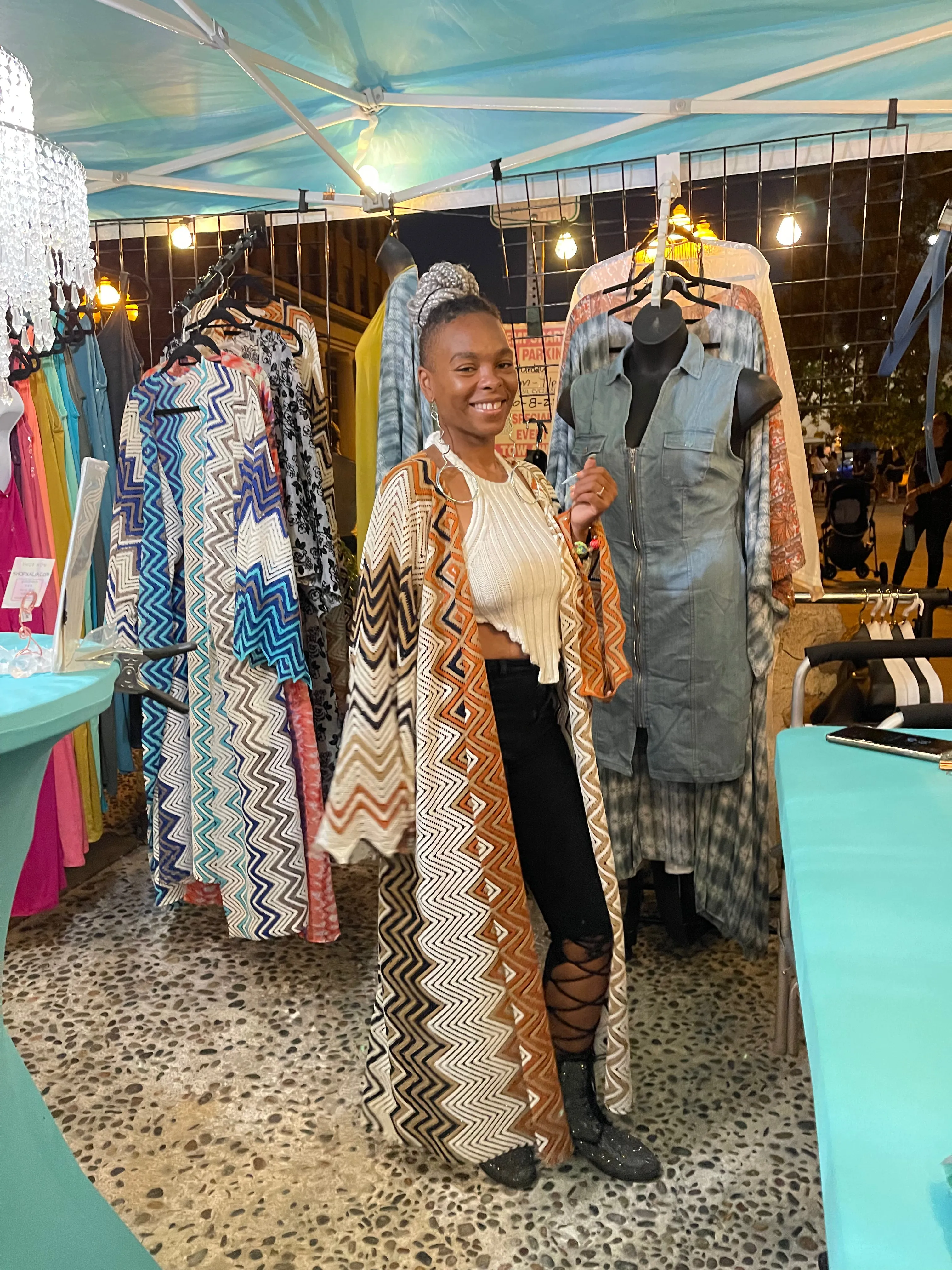 Chevron Print Hooded Kimonos