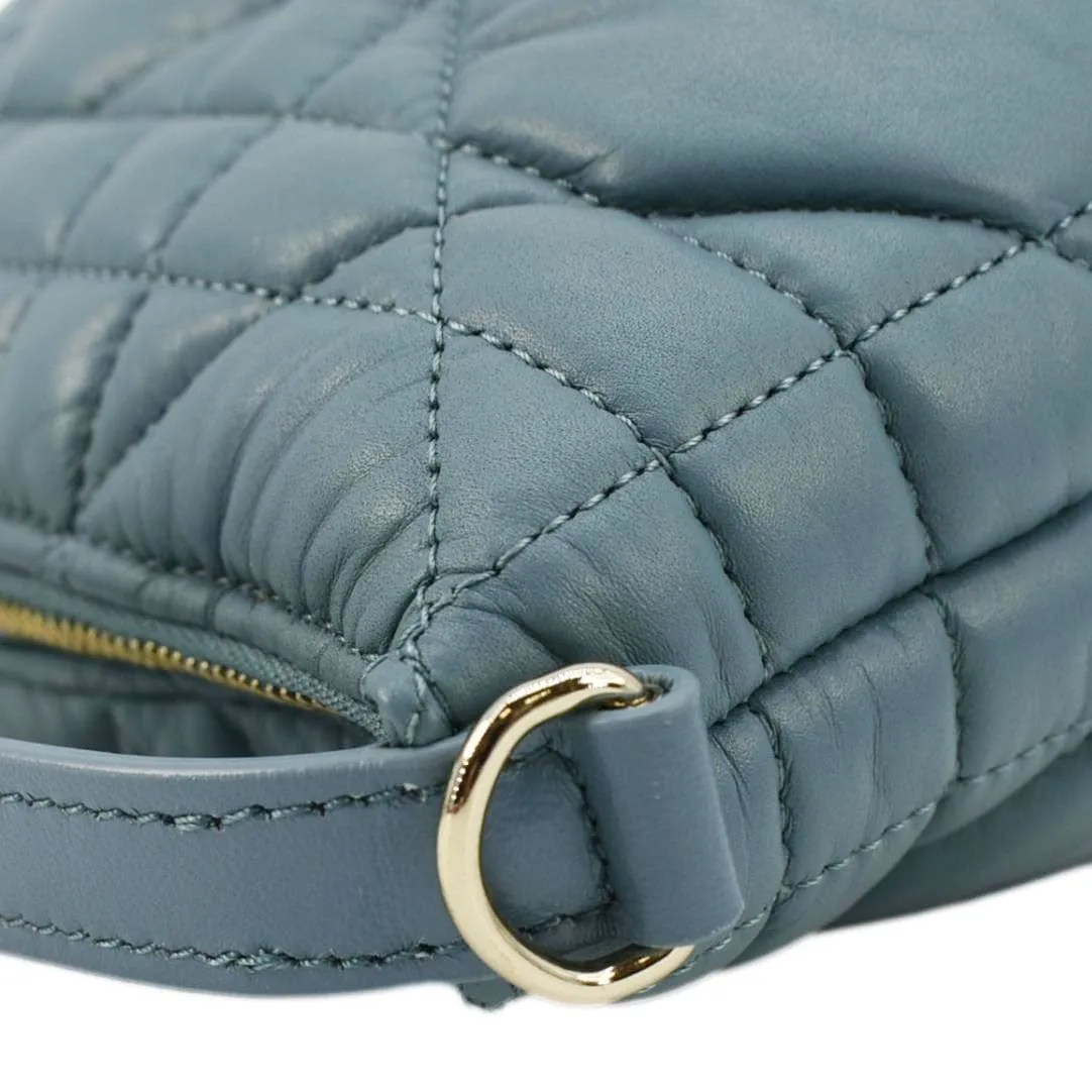 CHRISTIAN DIOR Diortravel Calfskin Macrocannage Clutch bag Blue