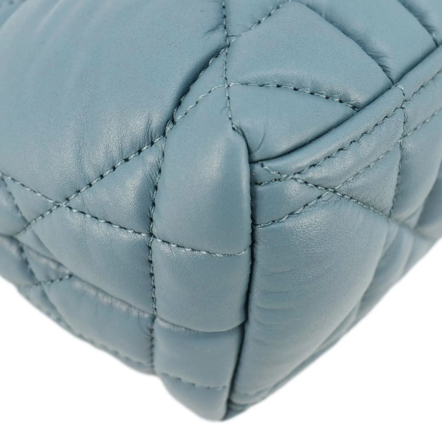 CHRISTIAN DIOR Diortravel Calfskin Macrocannage Clutch bag Blue