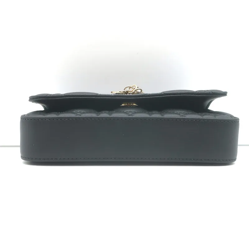 Christian Dior My Dior Talk Phone Pouch Black Cannage Leather Crossbody Bag NEW