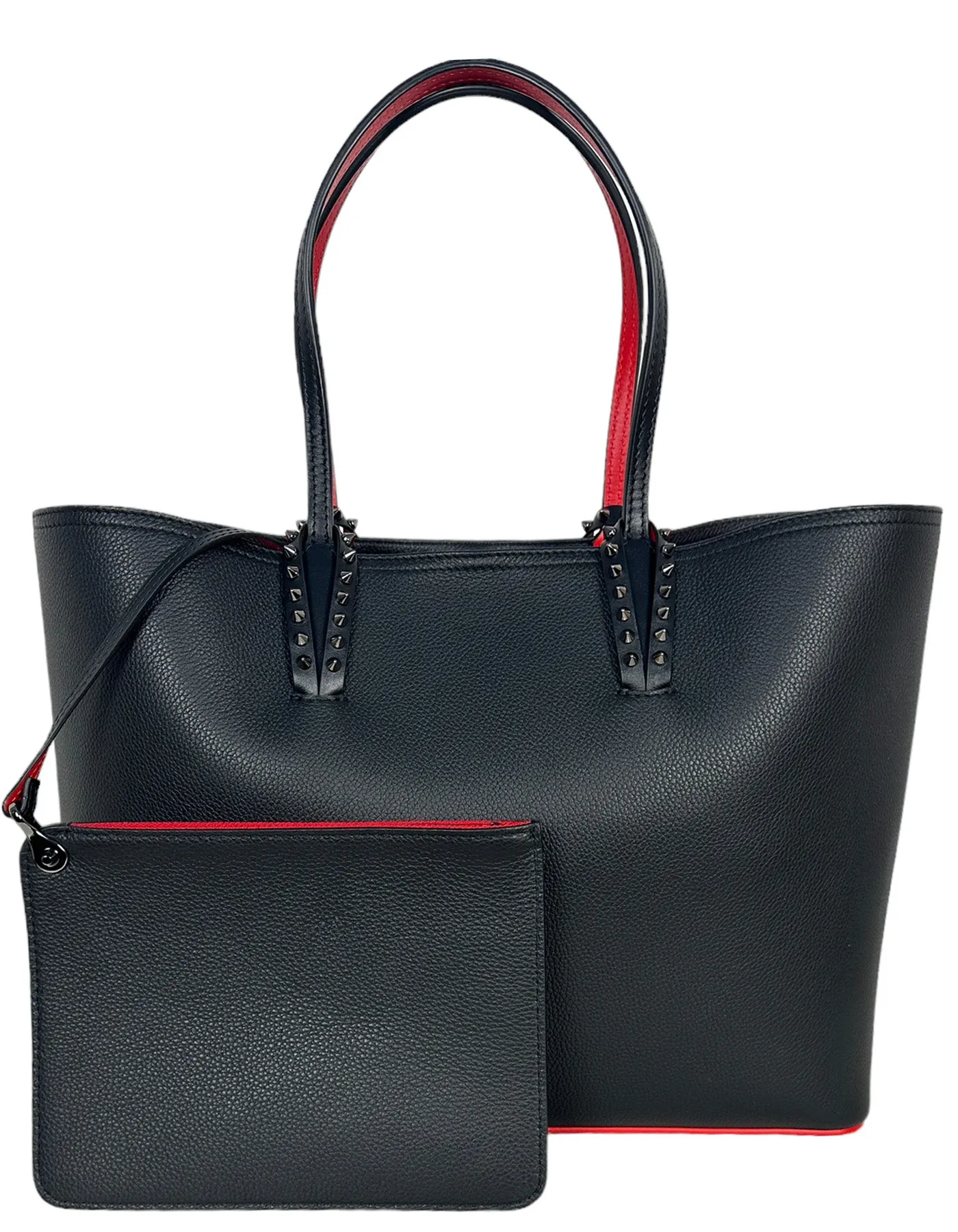 Christian Louboutin Black Calfskin Empire Spikes East West Cabata Tote Bag