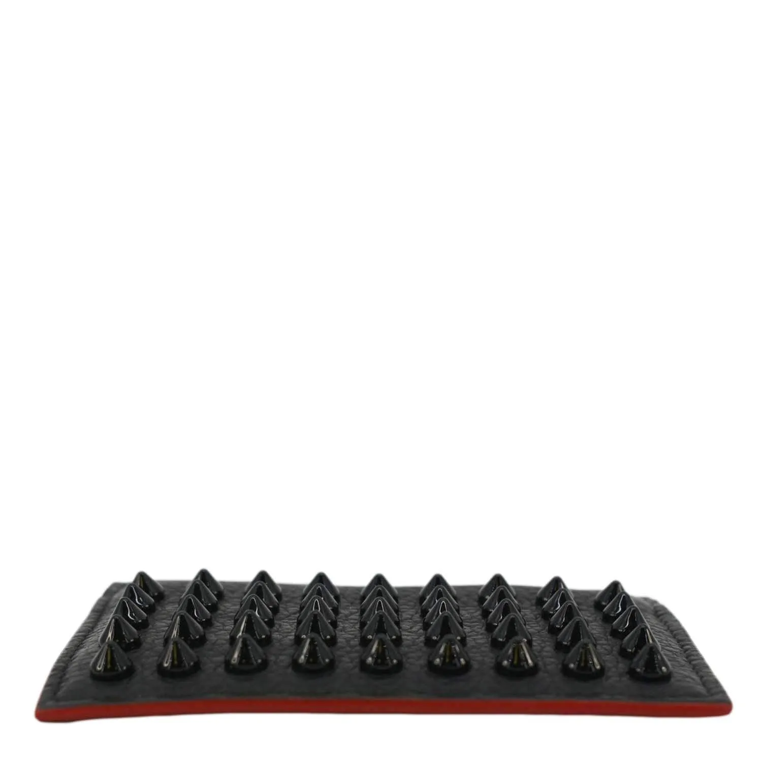 CHRISTIAN LOUBOUTIN Kios Spike Leather Card Holder Black