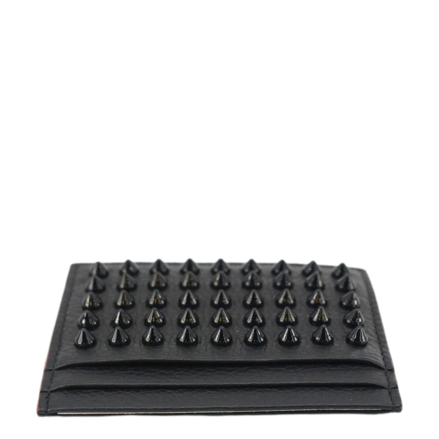 CHRISTIAN LOUBOUTIN Kios Spike Leather Card Holder Black