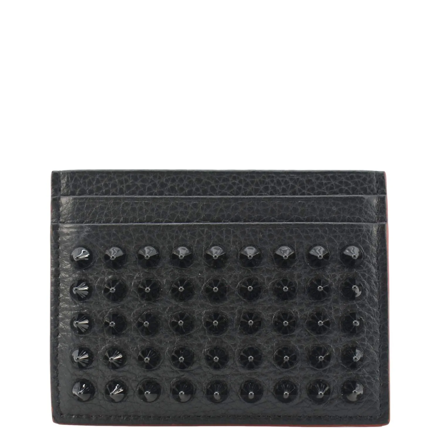 CHRISTIAN LOUBOUTIN Kios Spike Leather Card Holder Black