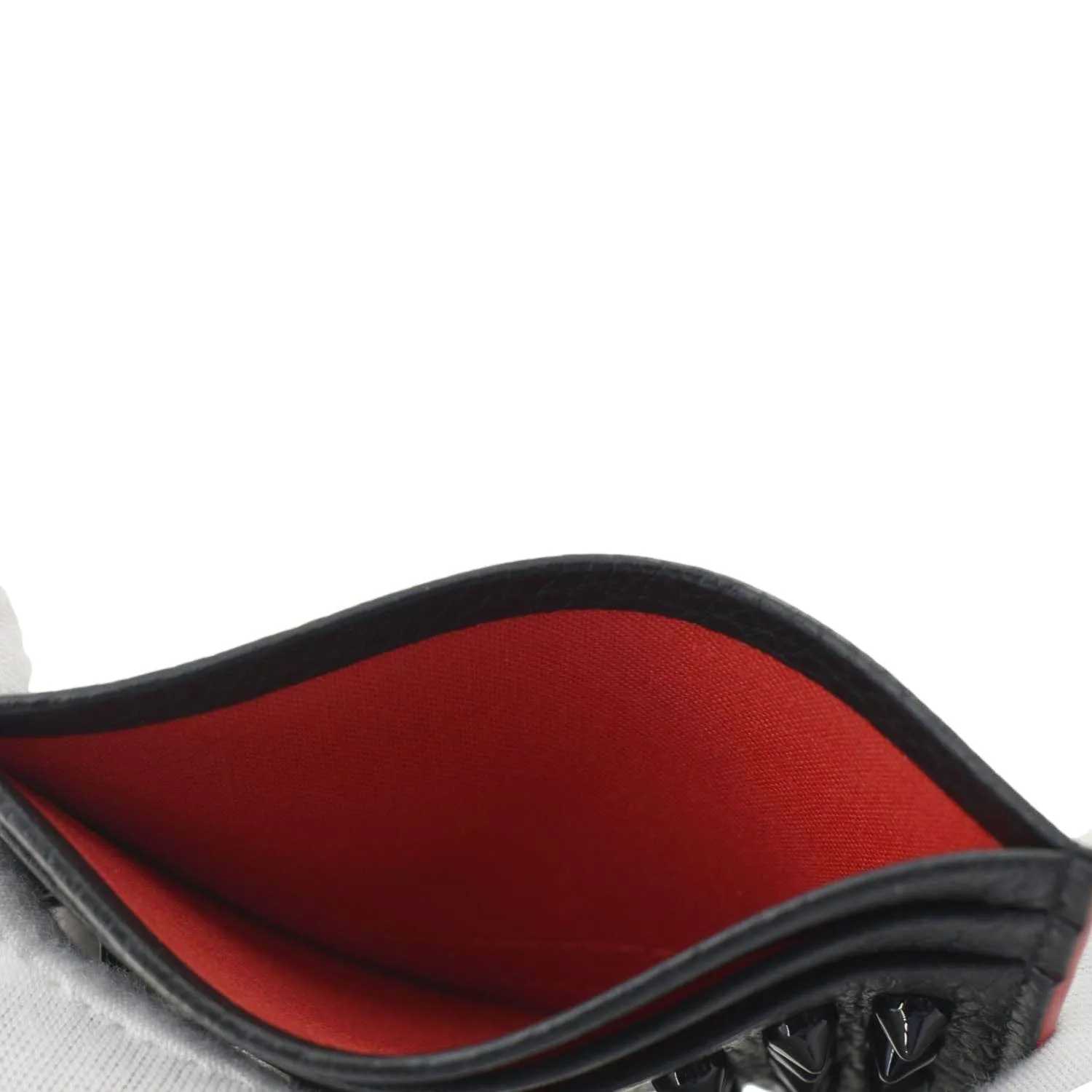 CHRISTIAN LOUBOUTIN Kios Spike Leather Card Holder Black