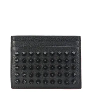 CHRISTIAN LOUBOUTIN Kios Spike Leather Card Holder Black