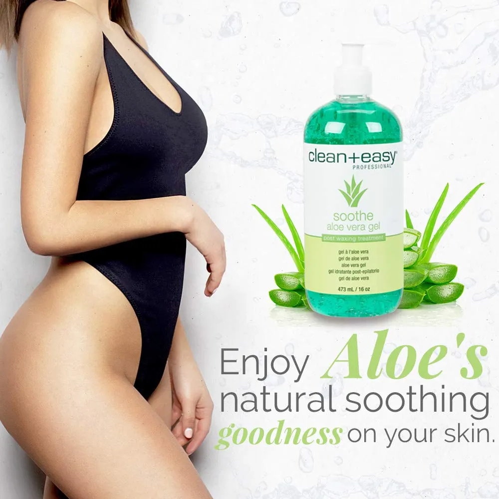 Clean   Easy Soothe Aloe Vera Gel Post Waxing Treatment, Calms and Soothes Irritated Skin After Waxing, Non-greasy and Gets Rid Of Excess Wax Residue, 16 oz