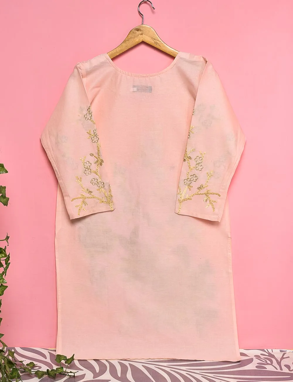 Cotton Embroidered Stitched Kurti - Defining Nature (TS-023B-LightPink)