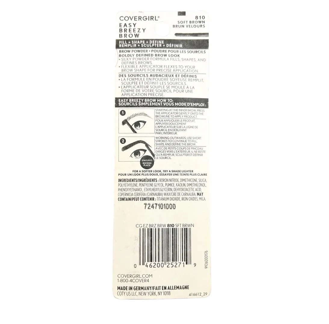 CoverGirl Easy Breezy Brow Fill   Shape   Define Powder , Soft Brown 810