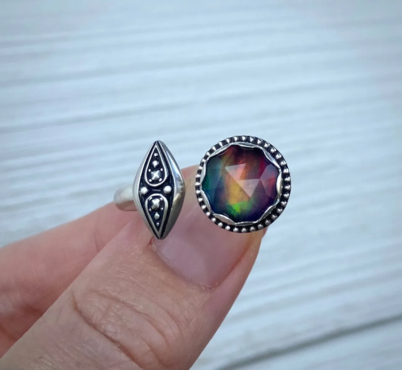 Crystal & Aurora Opal Ring