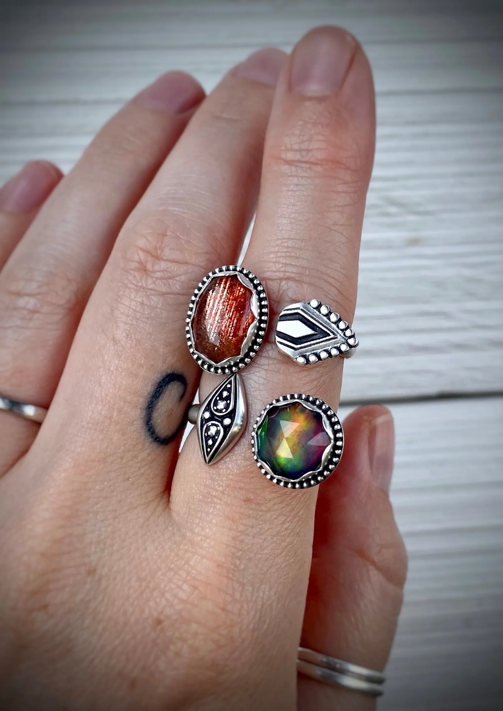Crystal & Aurora Opal Ring