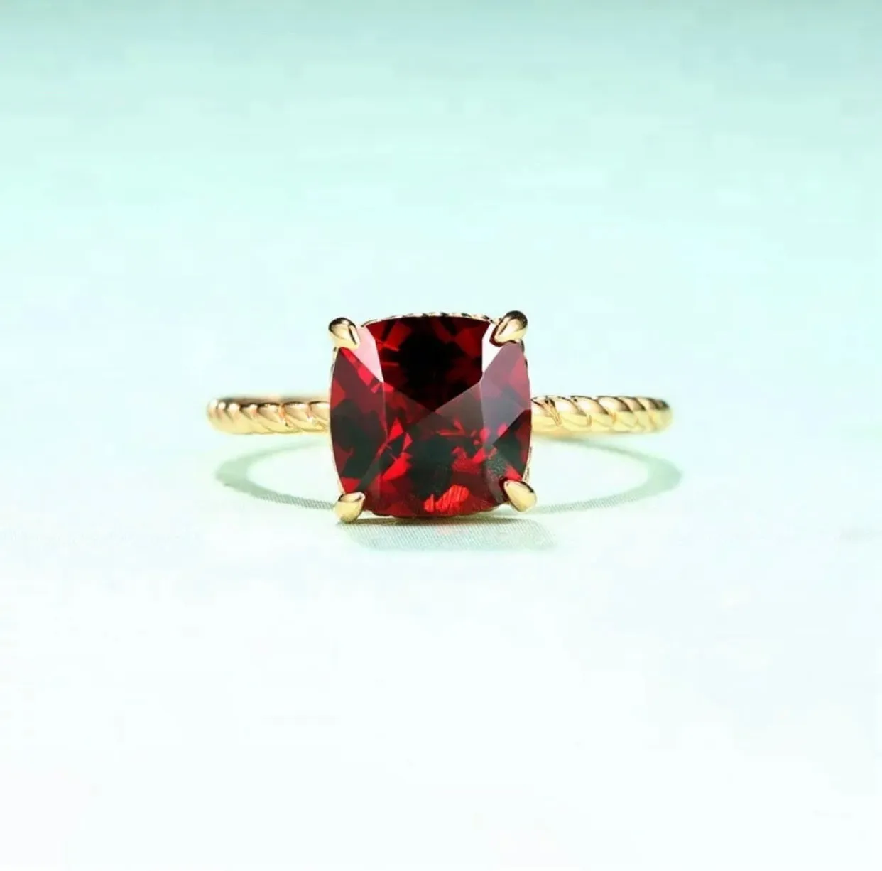 Cushion Cut Garnet Ring
