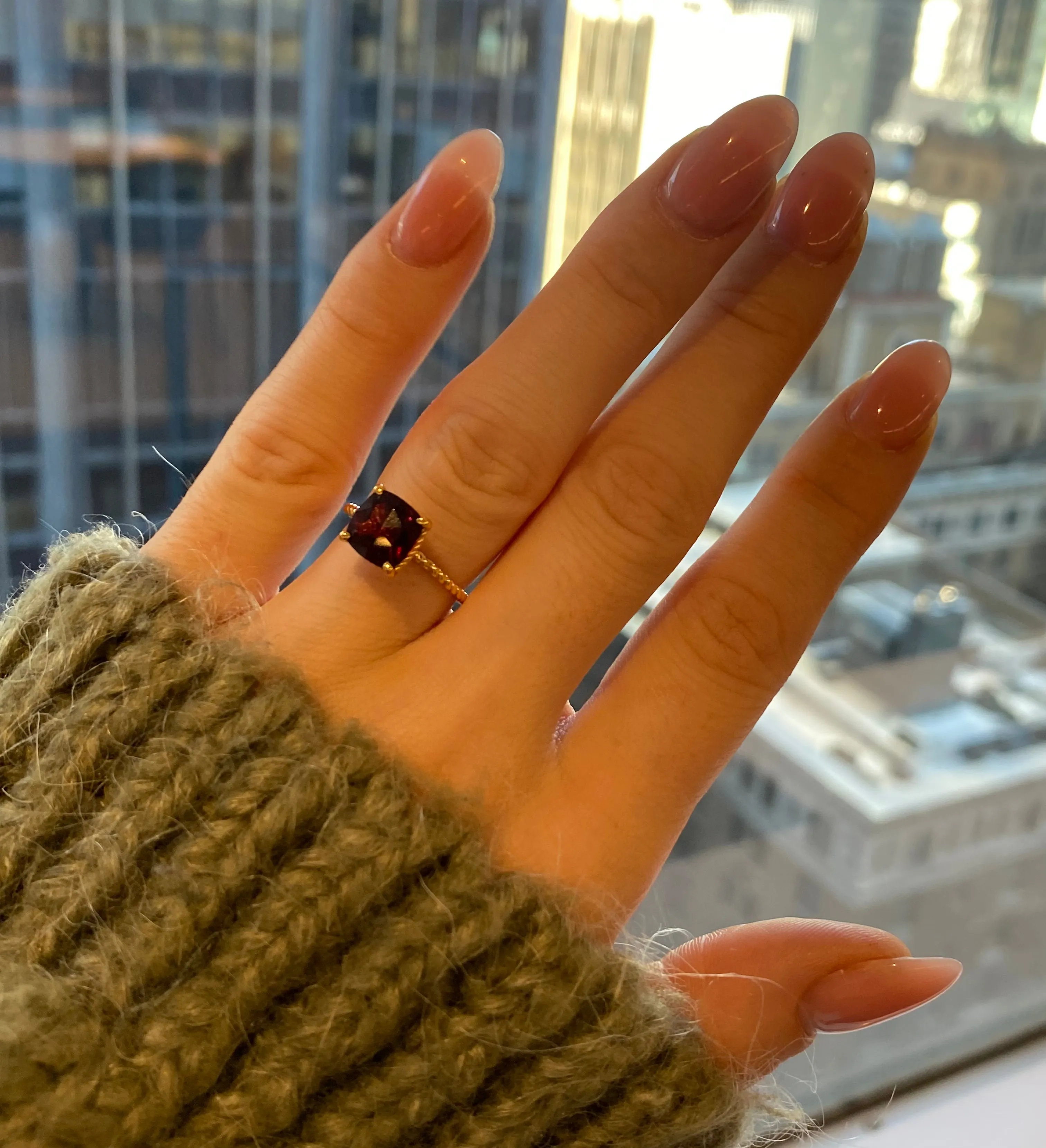Cushion Cut Garnet Ring