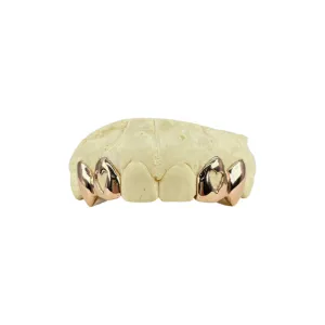 Custom Heart Fangs Cut Out Gold Grillz (4 piece total)