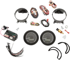Dakota Digital MVX-8204-KG-K MVX-8K Analog/Digital Plug-In Instrumentation Two-Gauge Kit - Black/Gray Background - Black Bezel