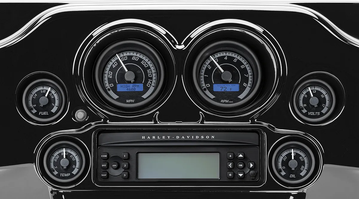 Dakota Digital MVX-8204-KG-K MVX-8K Analog/Digital Plug-In Instrumentation Two-Gauge Kit - Black/Gray Background - Black Bezel