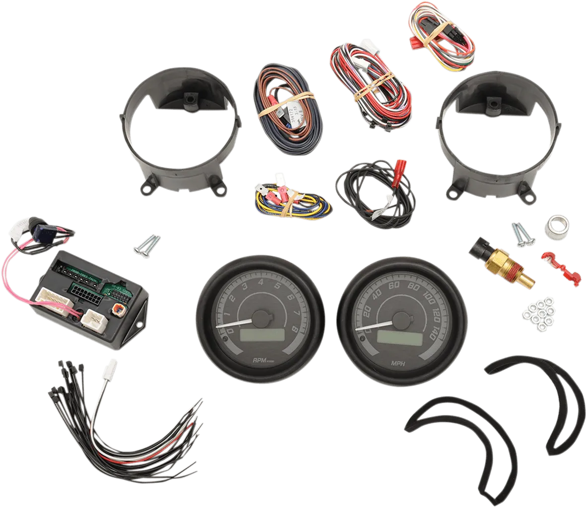 Dakota Digital MVX-8204-KG-K MVX-8K Analog/Digital Plug-In Instrumentation Two-Gauge Kit - Black/Gray Background - Black Bezel