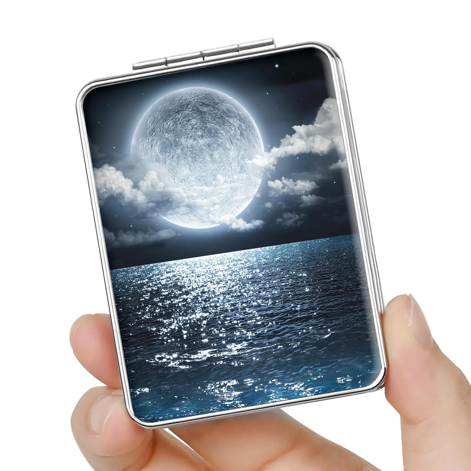 dcdcee Pocket Mirror, Small Travel Mirror with Magnification, Portable Double-Sided Magnifying Cosmetic Mirror for Daily (Beautiful Starry Sky)
