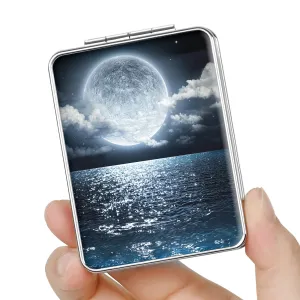 dcdcee Pocket Mirror, Small Travel Mirror with Magnification, Portable Double-Sided Magnifying Cosmetic Mirror for Daily (Beautiful Starry Sky)