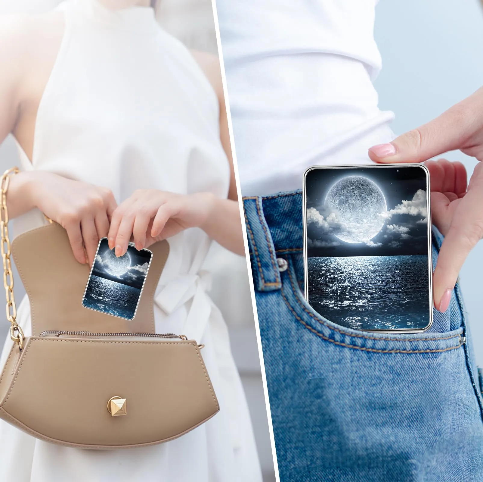 dcdcee Pocket Mirror, Small Travel Mirror with Magnification, Portable Double-Sided Magnifying Cosmetic Mirror for Daily (Beautiful Starry Sky)