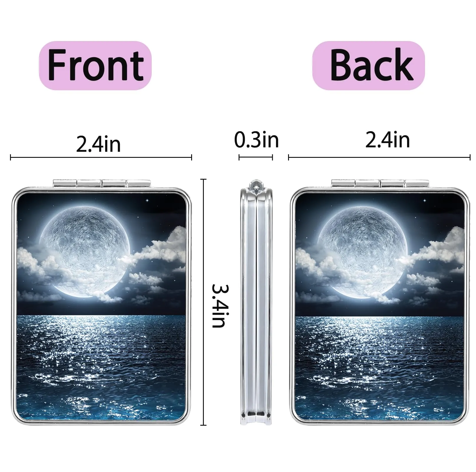 dcdcee Pocket Mirror, Small Travel Mirror with Magnification, Portable Double-Sided Magnifying Cosmetic Mirror for Daily (Beautiful Starry Sky)