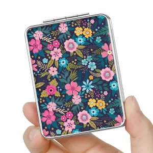 dcdcee Pocket Mirror, Small Travel Mirror with Magnification, Portable Double-Sided Magnifying Cosmetic Mirror for Daily (Flower)