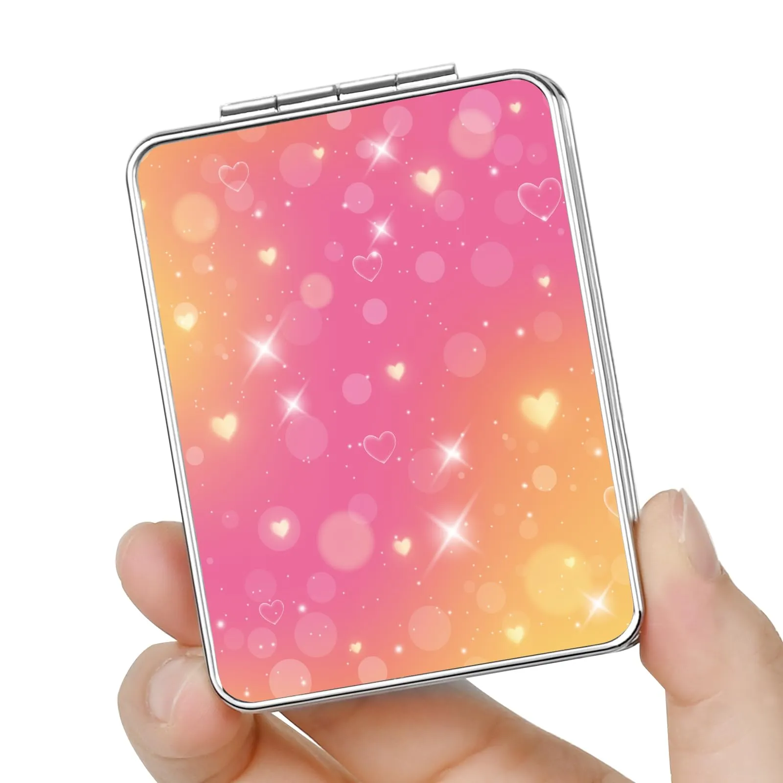 dcdcee Pocket Mirror, Small Travel Mirror with Magnification, Portable Double-Sided Magnifying Cosmetic Mirror for Daily (Glittering)