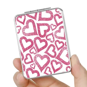 dcdcee Pocket Mirror, Small Travel Mirror with Magnification, Portable Double-Sided Magnifying Cosmetic Mirror for Daily (Love)
