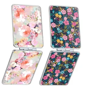 dcdcee Pocket Mirror, Small Travel Mirror with Magnification, Portable Double-Sided Magnifying Cosmetic Mirror for Daily (Purple Butterfly)