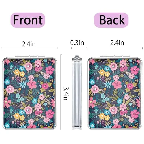 dcdcee Pocket Mirror, Small Travel Mirror with Magnification, Portable Double-Sided Magnifying Cosmetic Mirror for Daily (Purple Butterfly)