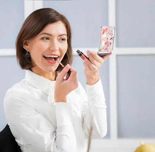 dcdcee Pocket Mirror, Small Travel Mirror with Magnification, Portable Double-Sided Magnifying Cosmetic Mirror for Daily (Purple Butterfly)