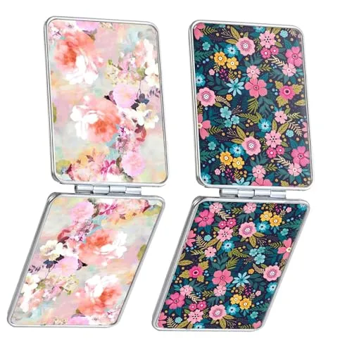 dcdcee Pocket Mirror, Small Travel Mirror with Magnification, Portable Double-Sided Magnifying Cosmetic Mirror for Daily (Purple Butterfly)