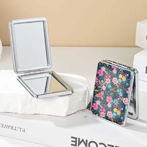 dcdcee Pocket Mirror, Small Travel Mirror with Magnification, Portable Double-Sided Magnifying Cosmetic Mirror for Daily (Purple Butterfly)
