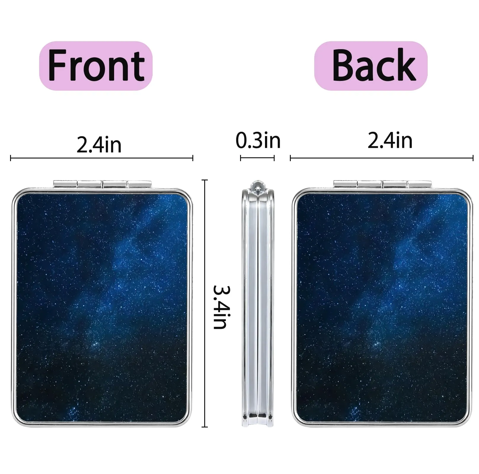 dcdcee Pocket Mirror, Small Travel Mirror with Magnification, Portable Double-Sided Magnifying Cosmetic Mirror for Daily (Star)