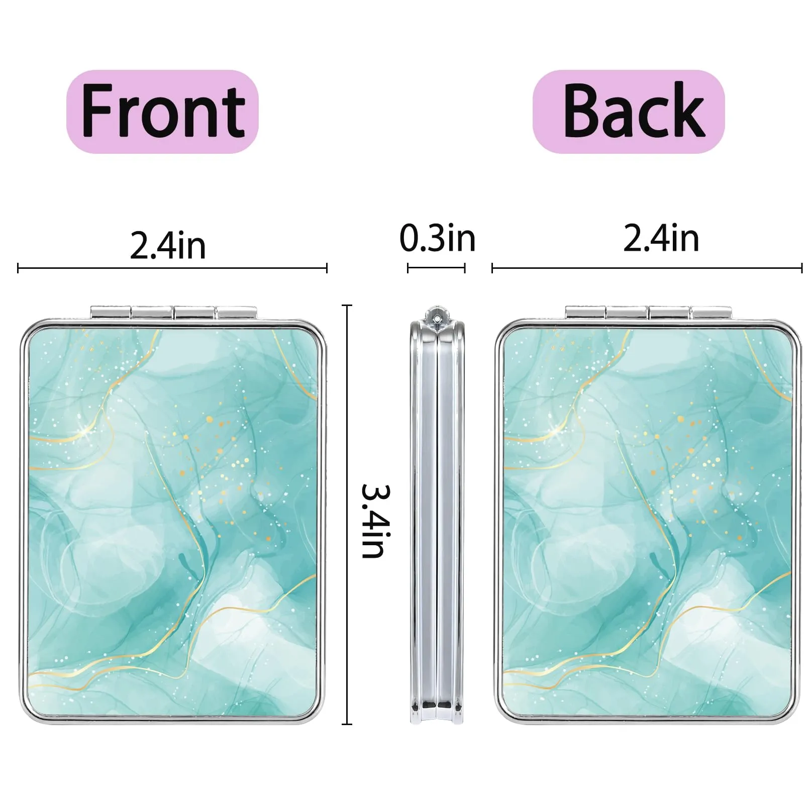 dcdcee Pocket Mirror, Small Travel Mirror with Magnification, Portable Double-Sided Magnifying Cosmetic Mirror for Daily (Starry Sky Series)