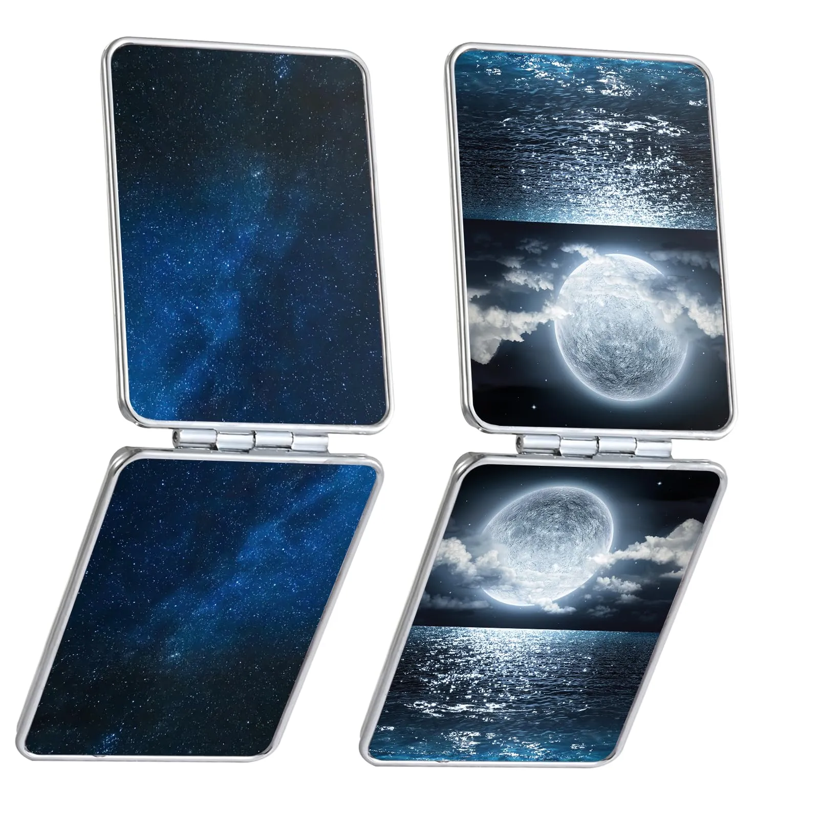 dcdcee Pocket Mirror, Small Travel Mirror with Magnification, Portable Double-Sided Magnifying Cosmetic Mirror for Daily (Starry Sky Series)