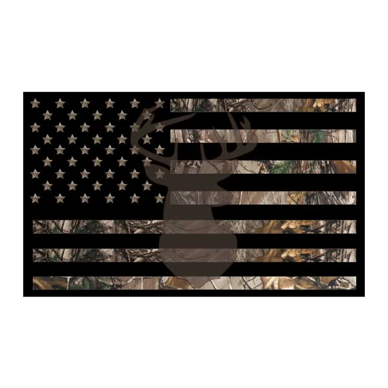 Deer Hunter Camo American Flag Graphic Decal