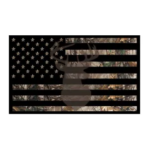 Deer Hunter Camo American Flag Graphic Decal