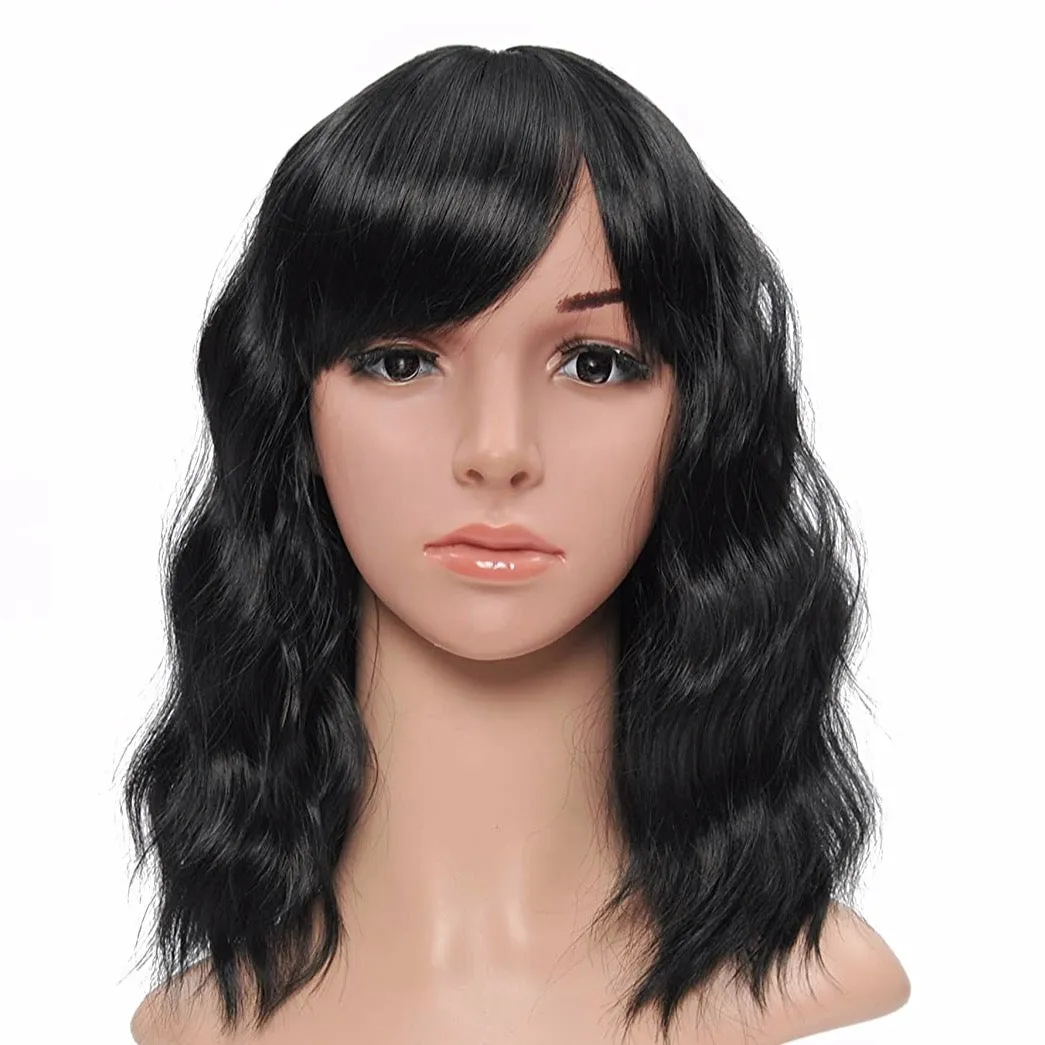 Deluxe Shoulder Length Loose Wave Black Wig