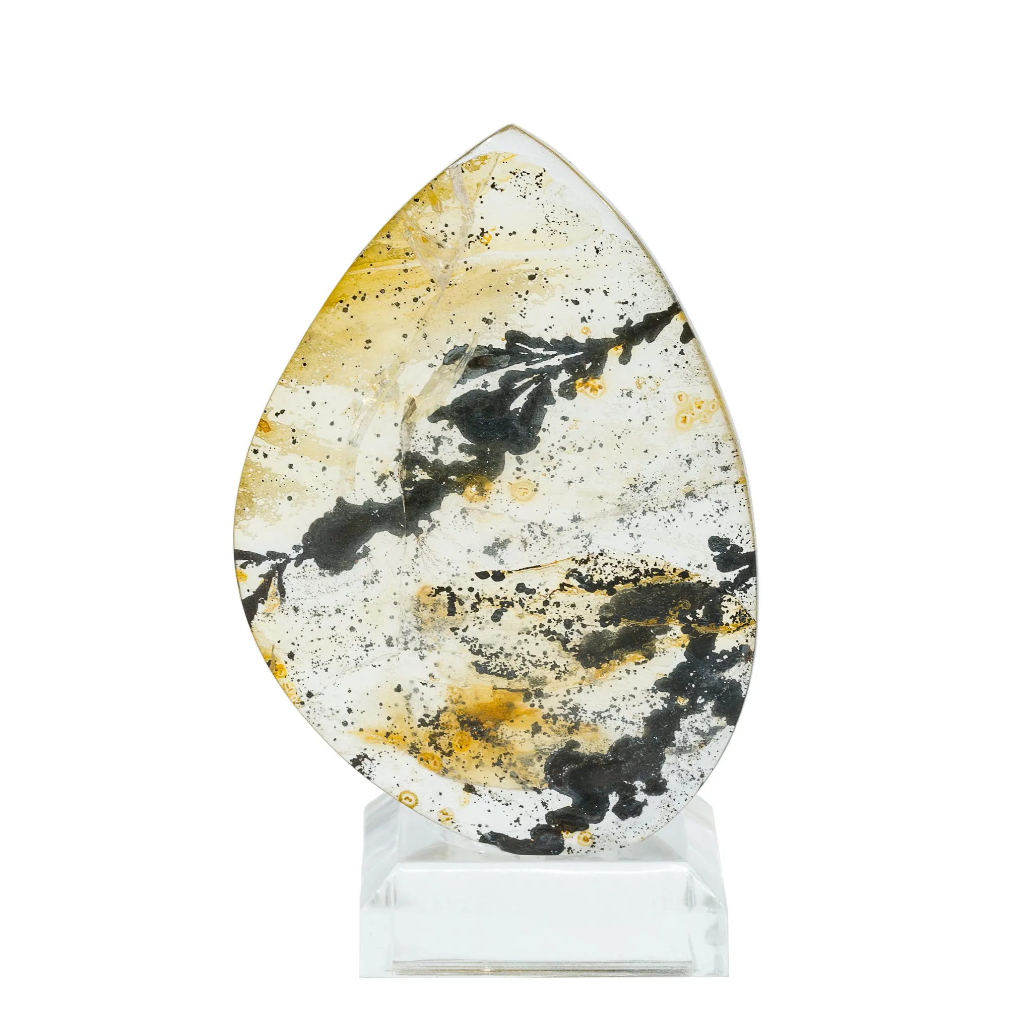 Dendritic Quartz 45.2mm 76.15 Carat Polished Crystal Cabochon