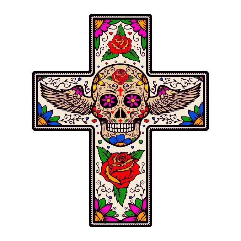 Dia de los Muertos Sugar Skull Angel Wings Graphic Decal